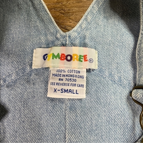 Vtg Gymboree Overalls Baby Toddler Size XS Rainbow Tag Denim Light Blue Fishing - Picture 8 of 10